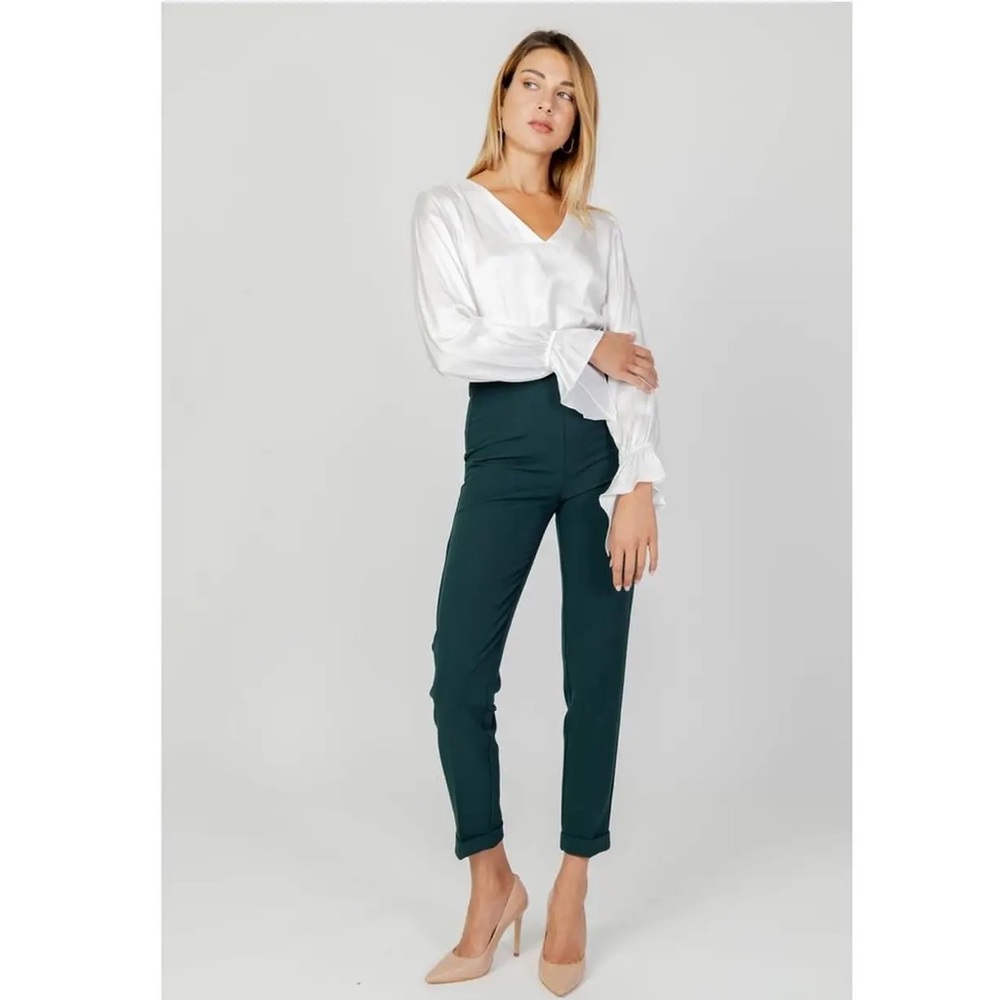 Sandro Ferrone Tailored‎ HighWaist Pants Cropped Style Green Trousers Women’s 44